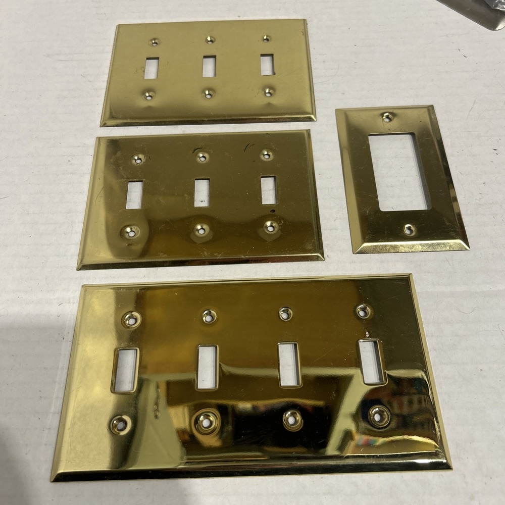 Brass‎ Polished Metal Light Switch Cover Lot Of 4 J6
